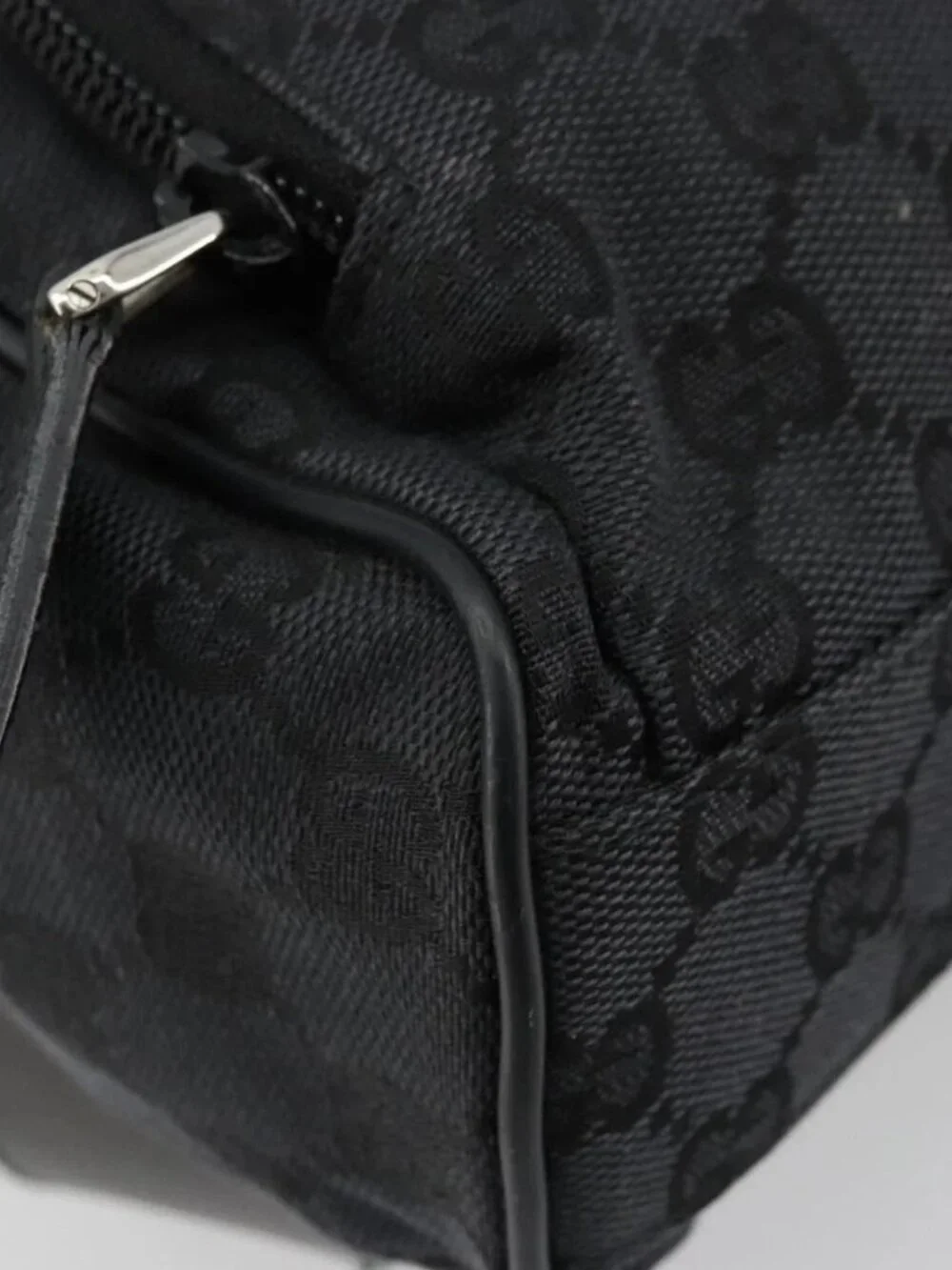 GUCCI GG Canvas Backpack Black Silver 019 0352 Auth